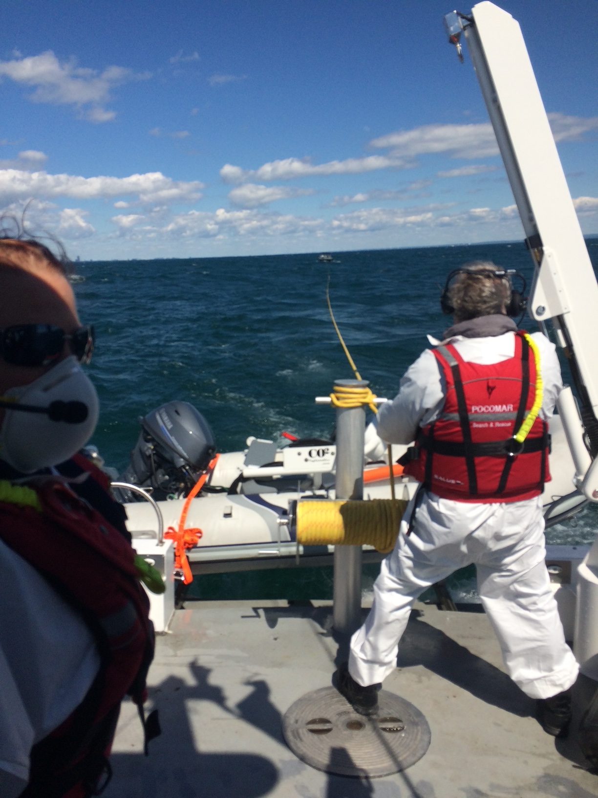 Towing operation of disabled vessel during the global pandemic with crew in full Personal Protective Clothing